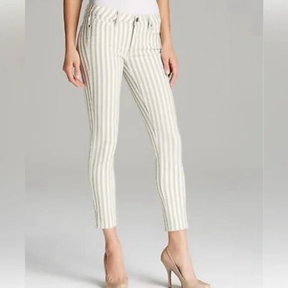Paige Verdugo Ankle Skinny Jeans Womens Gray/White Striped Stretch Size 26 - Picture 16 of 16